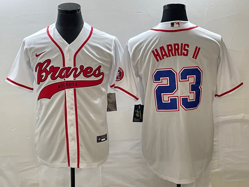 Men's Atlanta Braves Michael Harris II #23 White Replica Player Jersey1 Joint Edition baseball jersey product view 1