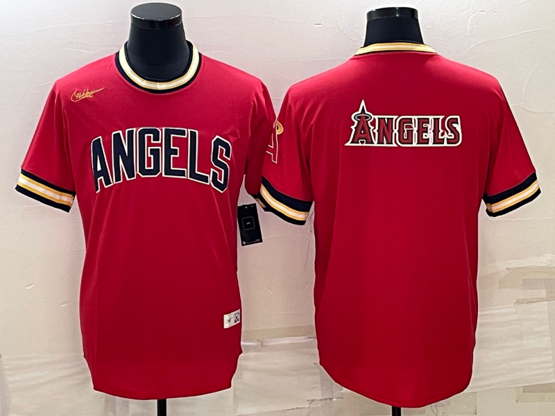 Men's Los Angeles Angels Red Alternate Replica Player Name Jersey baseball jersey product view 1