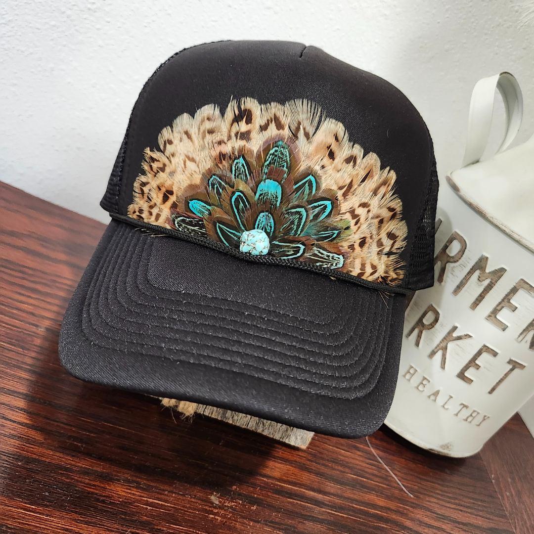 Western Feather Trucker Hat Retro - Adult & Kids T-Shirts, Sweatshirts & Hoodies apparel design preview 1