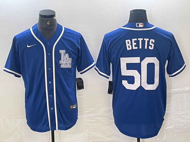 Men's Los Angeles Dodgers Mookie Betts #50 Blue Limited Player Jersey1 baseball jersey product view 1