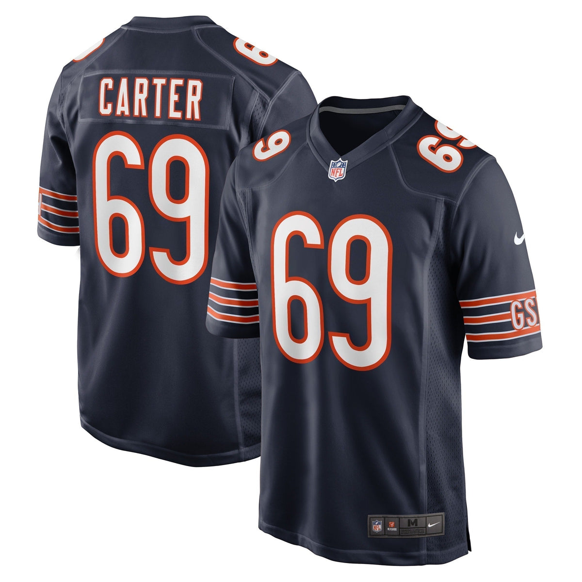 Ja'Tyre Carter Chicago Bears Nike Game Jersey - Navy football jersey product view 1