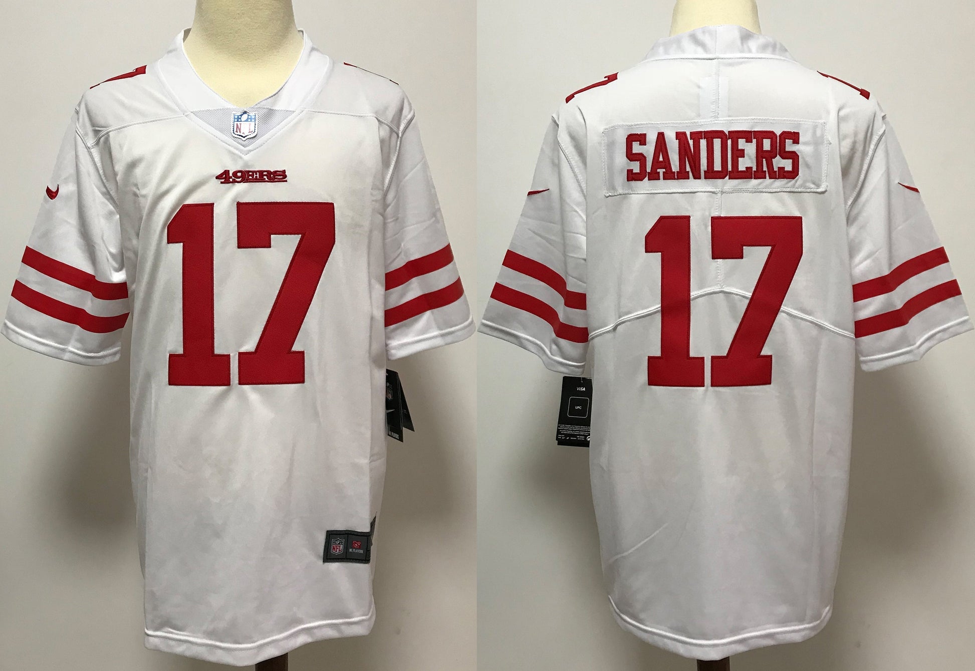 Men's San Francisco 49ers Emmanuel Sanders #17 White Game Jersey1 football jersey product view 1