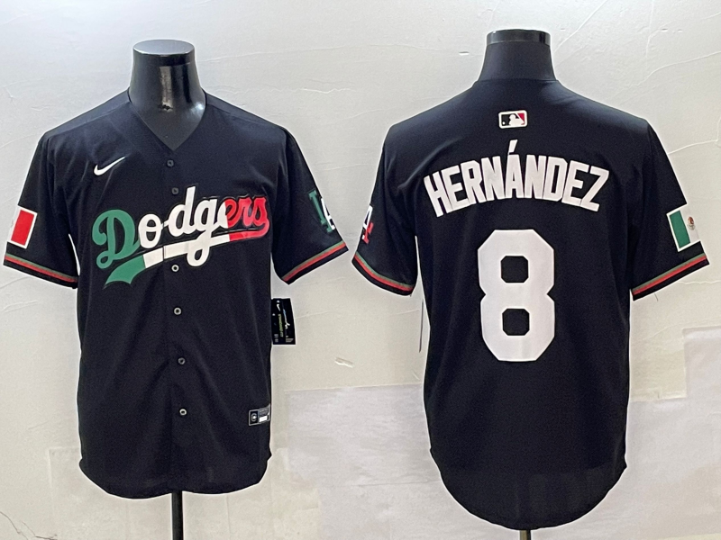 Men's Los Angeles Dodgers Enrique Hernandez #8 Black Player Game Jersey1 baseball jersey product view 1