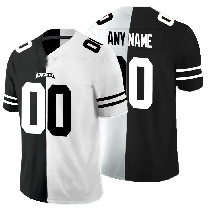 Custom1 Philadelphia Eagles Black And White Split Vapor Untouchable Limited Jersey1 Stitched American Football Jerseys football jersey product view 1