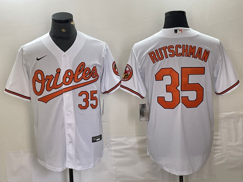 Men's Baltimore Orioles Adley Rutschman #35 White Replica Player Jersey1 baseball jersey product view 1