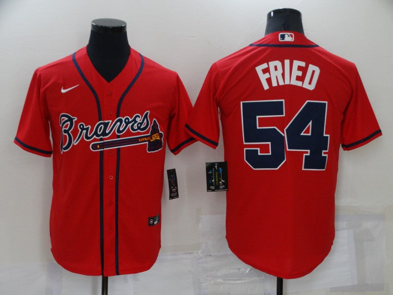 Men's Atlanta Braves Max Fried #54 Red Replica Player Jersey1 baseball jersey product view 1