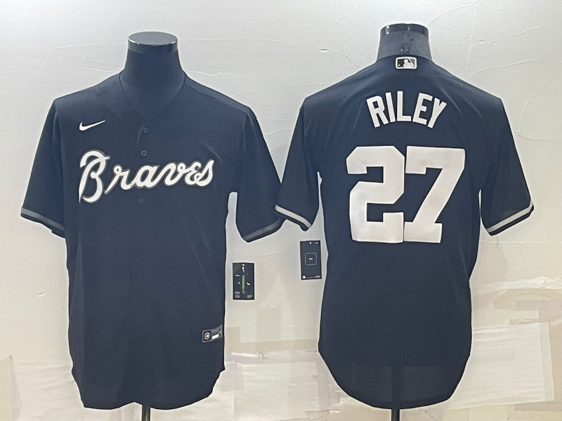 Men's Atlanta Braves Austin Riley #27 Black Replica Player Jersey1 baseball jersey product view 1