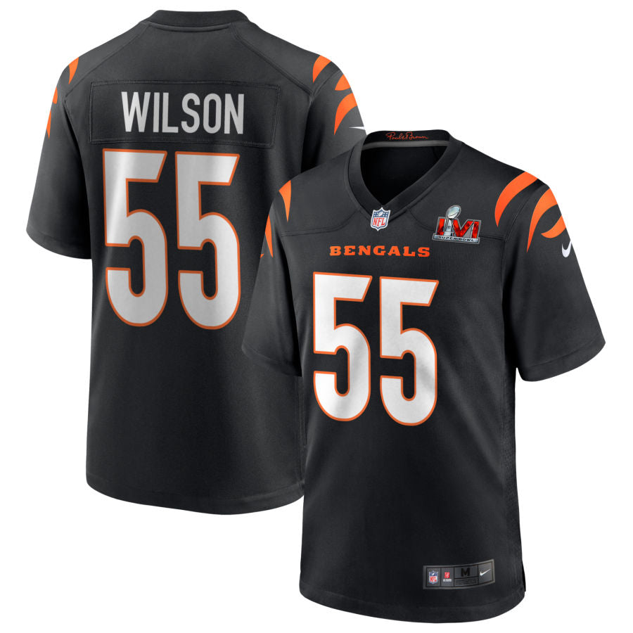 Logan Wilson Cincinnati Bengals Nike Super Bowl LVI Game Jersey - Black football jersey product view 1