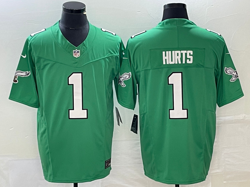 Men's Philadelphia Eagles Jalen Hurts #1 Kelly Green Player Jersey1 football jersey product view 1