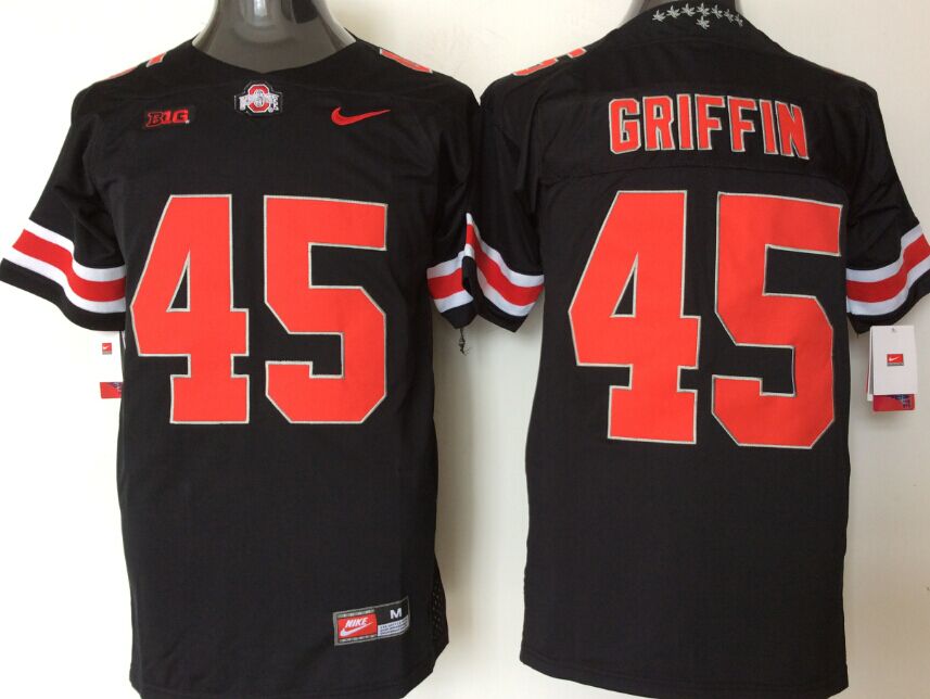 Men's Ohio State Buckeyes Archie Griffin #45 Black Player Game Jersey sports jersey product view 1
