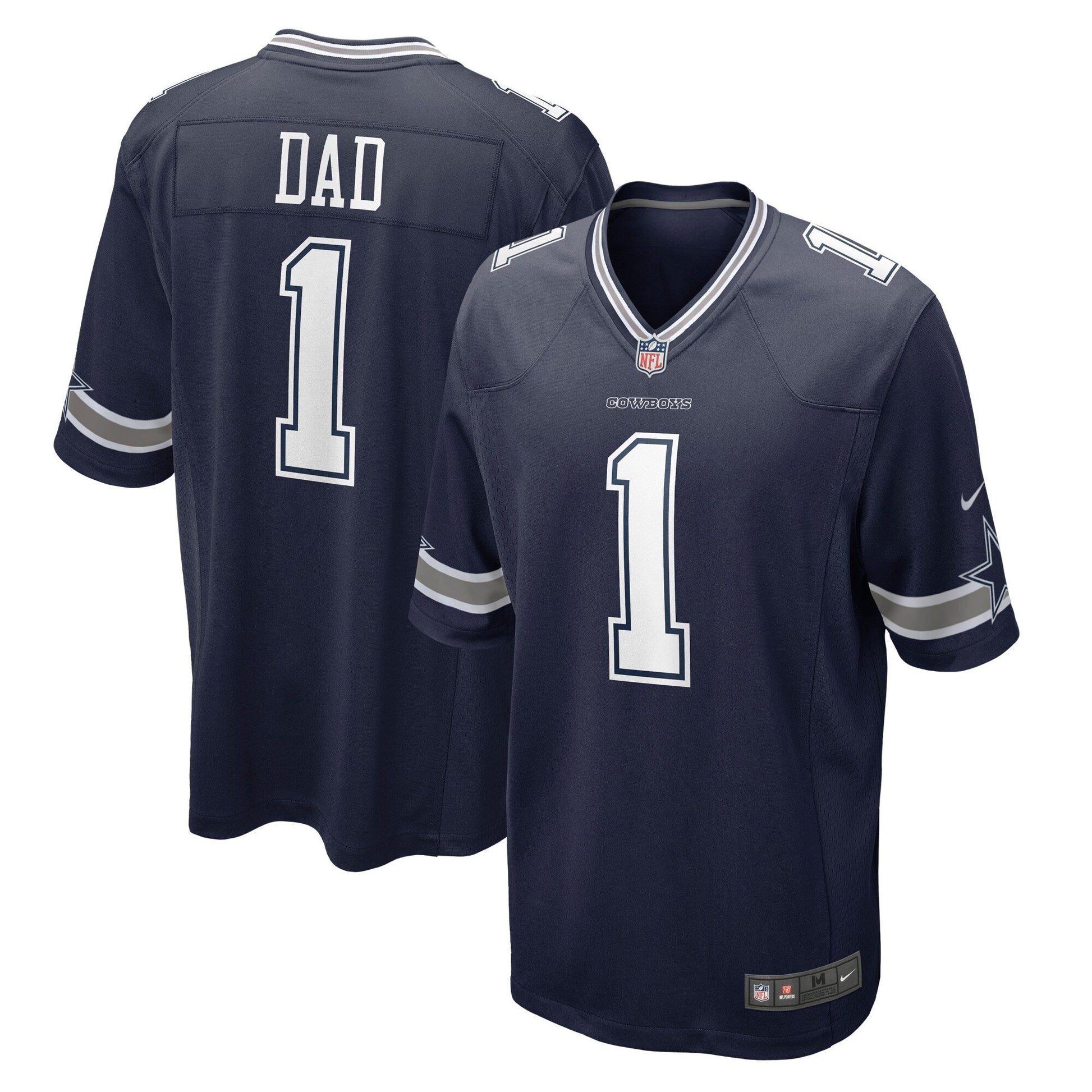 Number 1 Dad Dallas Cowboys Nike Game Jersey - Navy football jersey product view 1