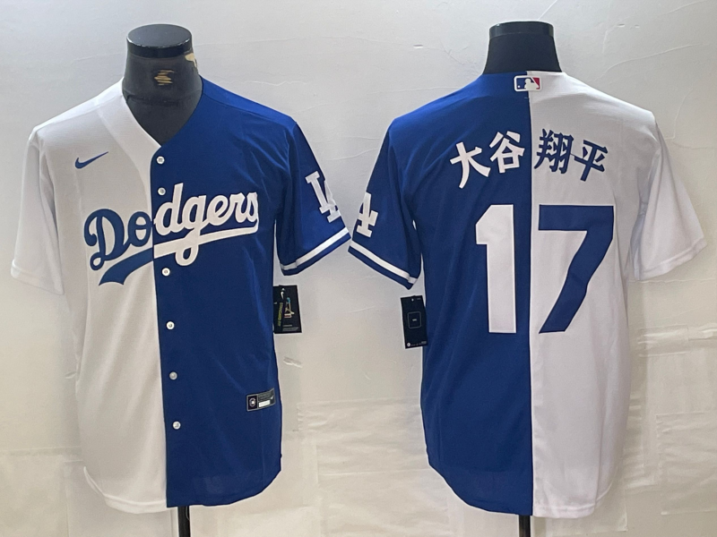 Men's Los Angeles Dodgers Shohei Ohtani #17 White/Blue Replica Player Jersey1 baseball jersey product view 1