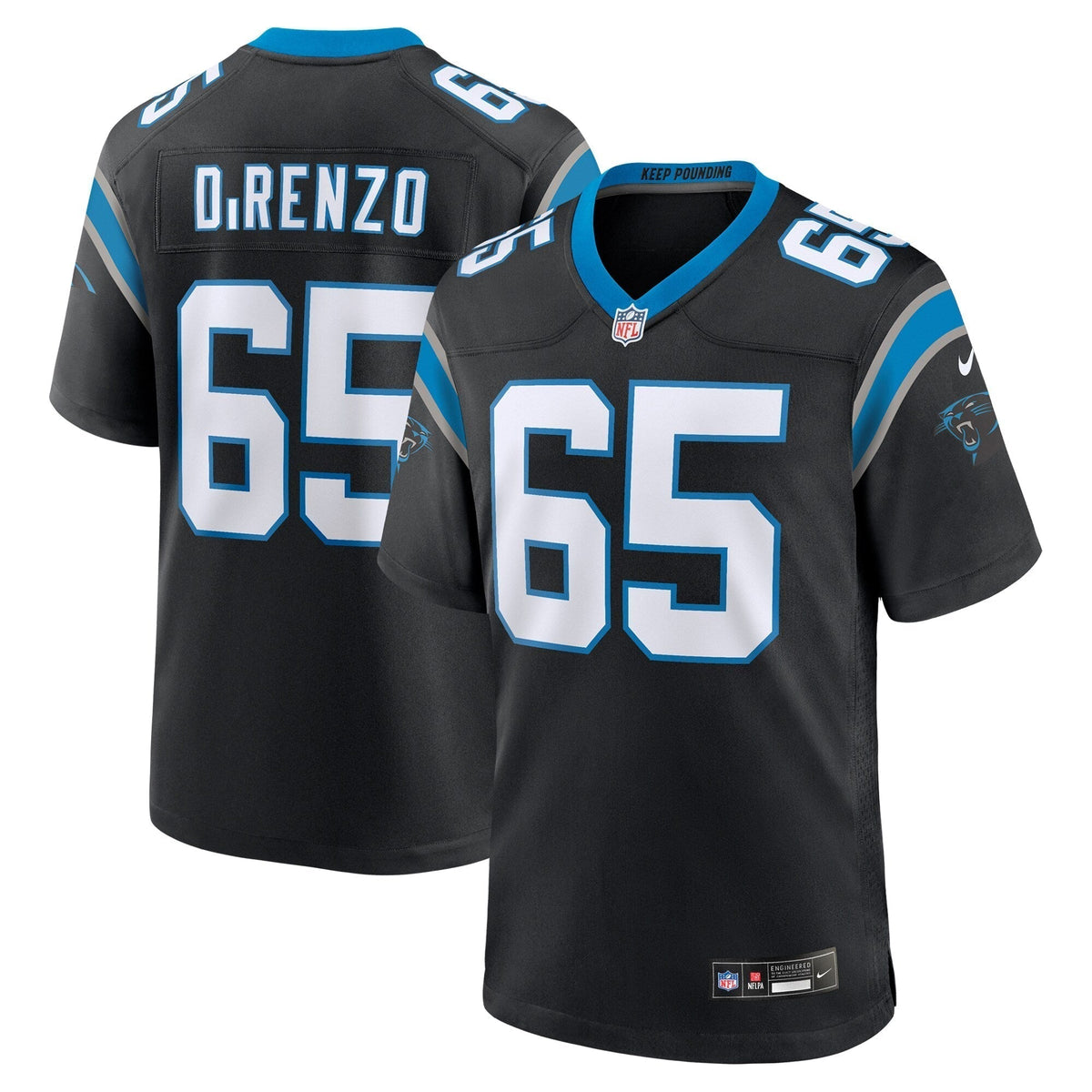 J.D. DiRenzo Carolina Panthers Nike Game Jersey - Black football jersey product view 1