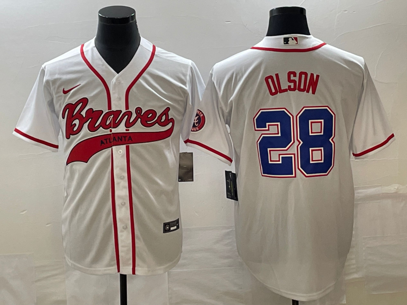 Men's Atlanta Braves Matt Olson #28 White Replica Player Jersey1 Joint Edition baseball jersey product view 1