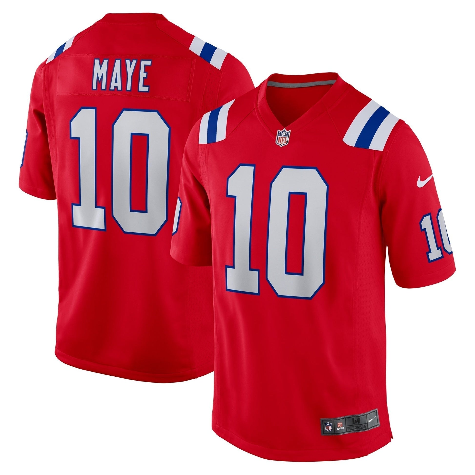 Drake Maye New England Patriots Nike Game Jersey - Red football jersey product view 1