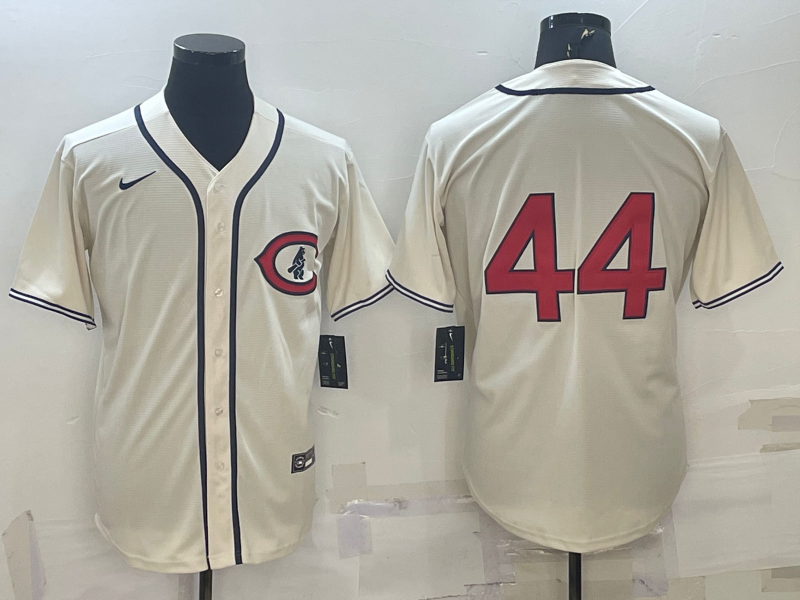 Men's Chicago Cubs Anthony Rizzo #44 Cream Player Name Jersey1 baseball jersey product view 1