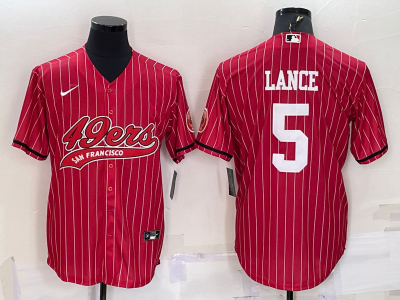 Men's San Francisco 49ers Trey Lance #5 Red Player Jersey1 Joint Edition football jersey product view 1