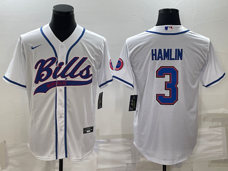 Men's Buffalo Bills Damar Hamlin #3 White Game Jersey1 Joint Edition football jersey product view 1
