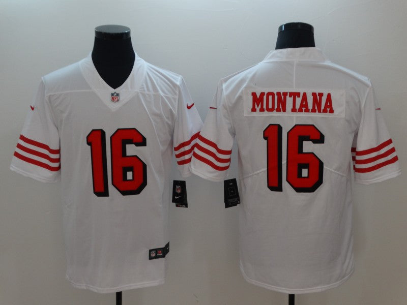 Men's San Francisco 49ers Joe Montana #16 White Game Player Jersey1 football jersey product view 1
