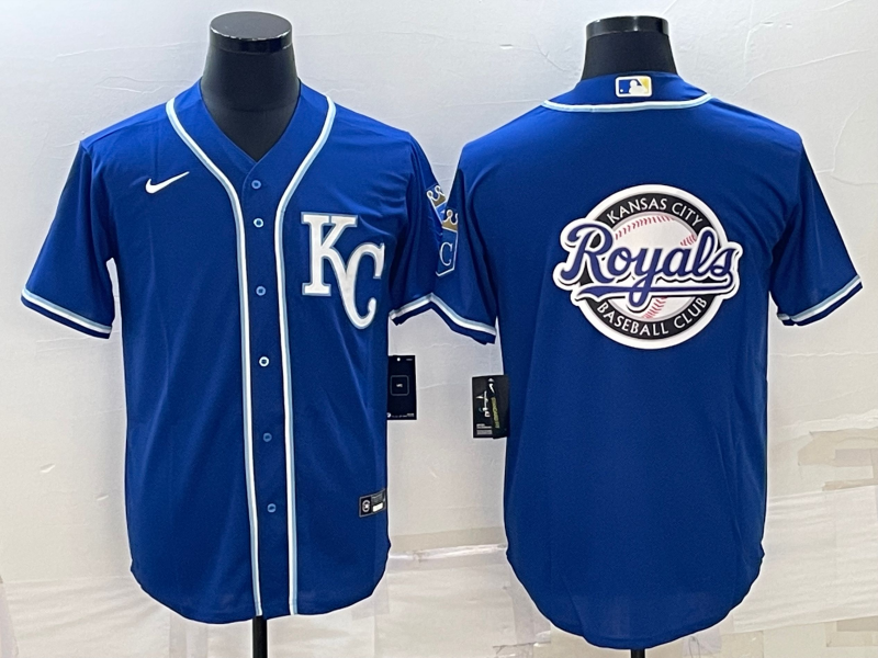 Men's Kansas City Royals Blue Alternate Replica Team Logo Jersey baseball jersey product view 1