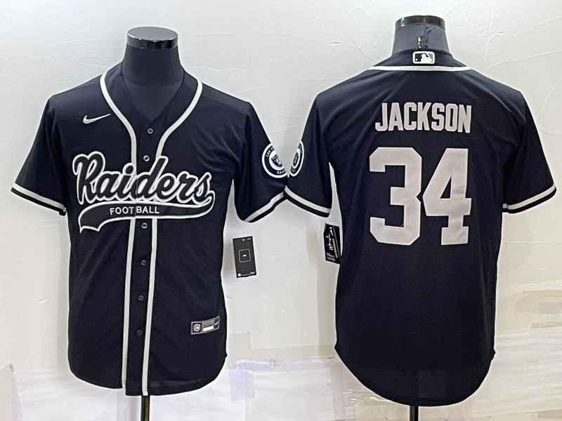 Men's Las Vegas Raiders Bo Jackson #34 Black Player Jersey1 Joint Edition football jersey product view 1