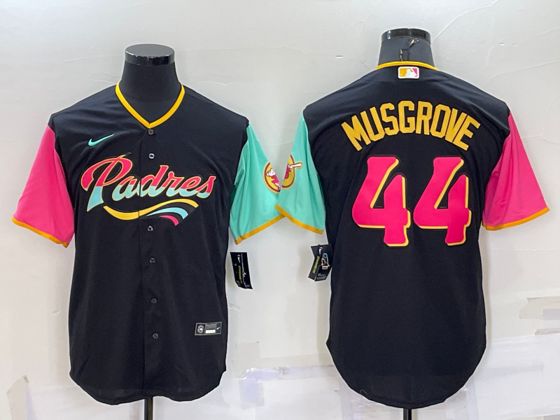 Men's San Diego Padres Joe Musgrove #44 Black Stitched Jersey1 baseball jersey product view 1