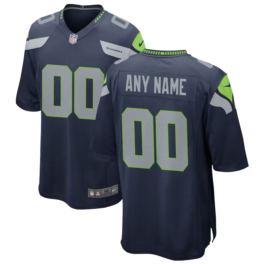Custom Seattle Seahawks College Navy Game Jersey football jersey product view 1