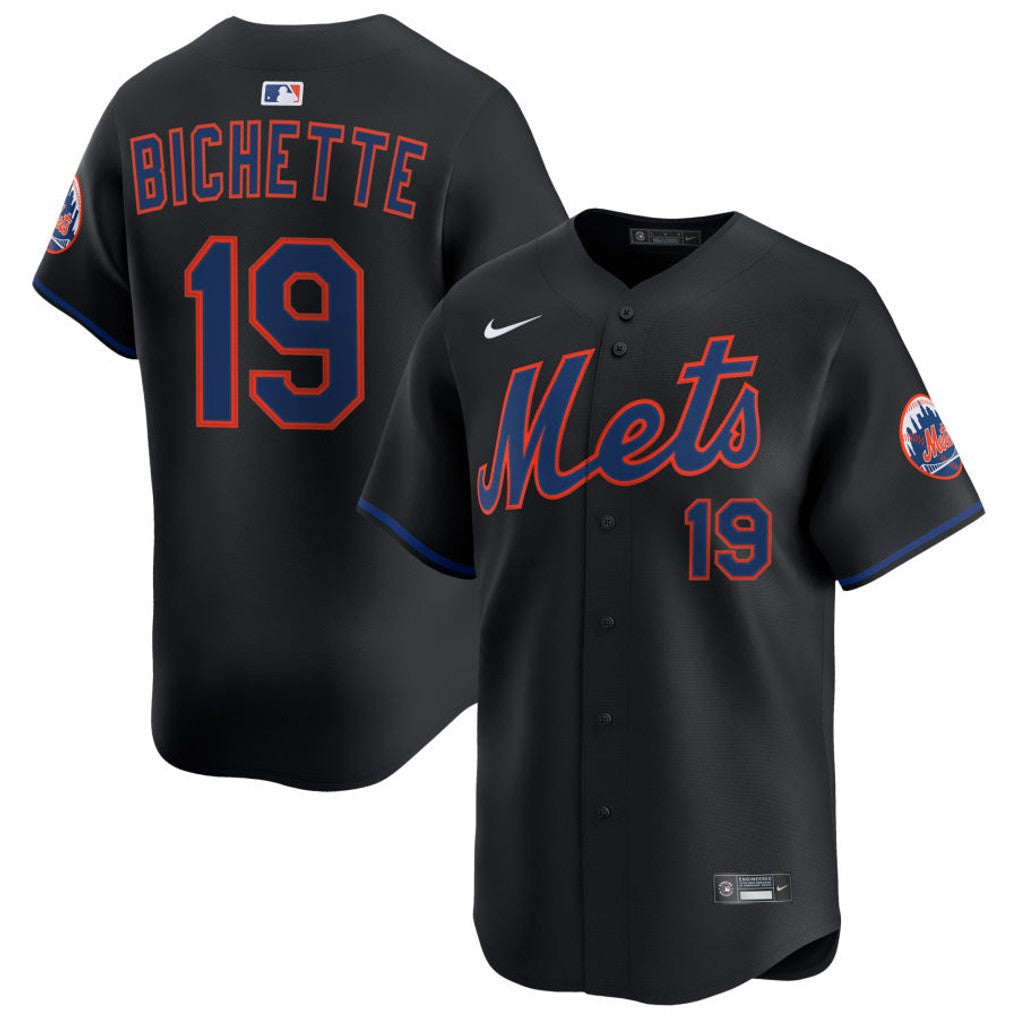 Bo Bichette New York Mets Jersey - Black baseball jersey product view 1