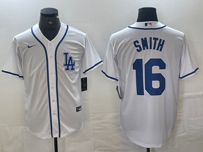 Men's Los Angeles Dodgers Will Smith #16 White Limited Player Jersey1 baseball jersey product view 1