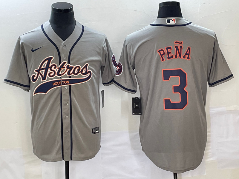 Men's Houston Astros Jeremy Pena #3 Gray Replica Jersey Joint Edition baseball jersey product view 1