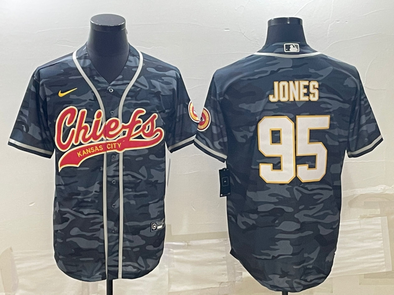 Men's Kansas City Chiefs Chris Jones #95 Grey Camouflage Game Jersey1 Joint Edition football jersey product view 1