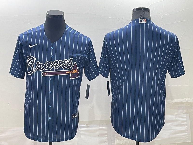 Men's Atlanta Braves Blue Replica Blank Jersey1 baseball jersey product view 1
