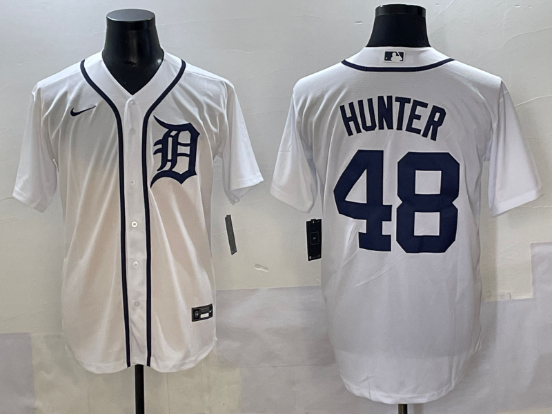 Men's Detroit Tigers Torii Hunter #48 White Home Limited Player Jersey baseball jersey product view 1