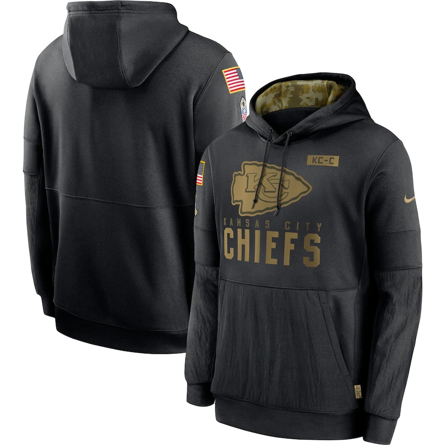 Men's Kansas City Chiefs NFL 2020 Salute to Service Hoodie1 Black football jersey product view 1