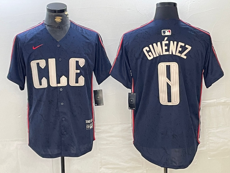 Men's Cleveland Guardians Andres Gimenez #0 Navy 2024 City Connect Limited Jersey baseball jersey product view 1