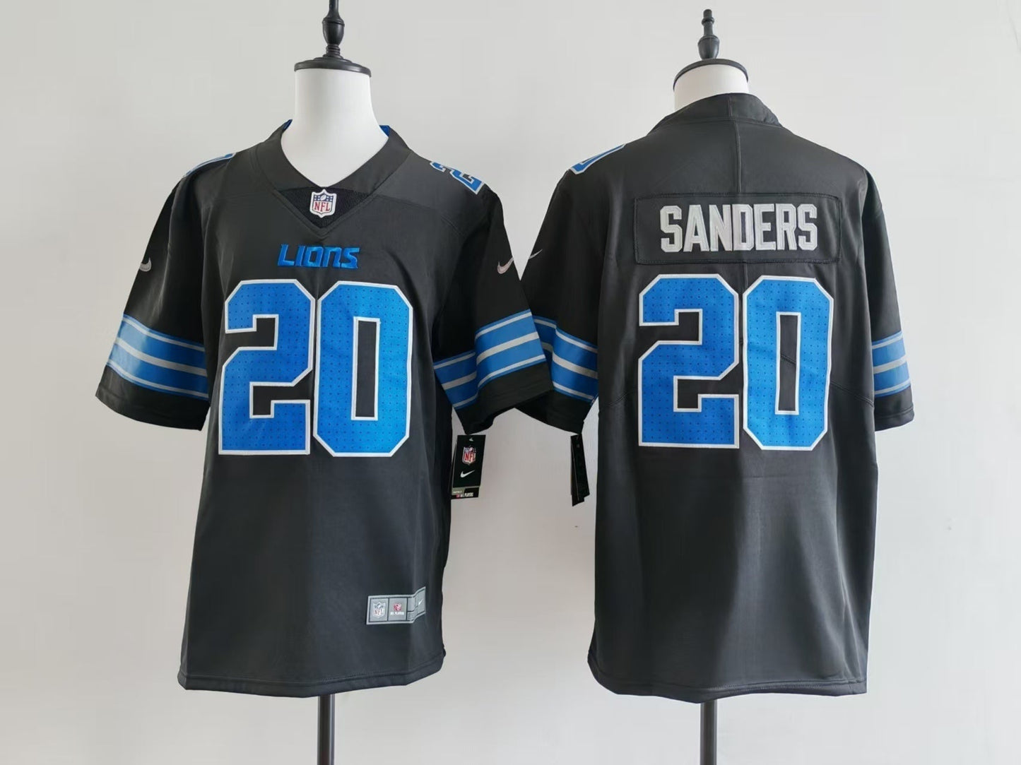 Men's Detroit Lions Barry Sanders Jersey - Black football jersey product view 1