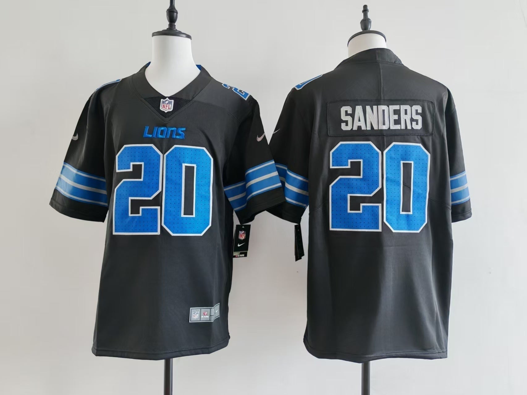 Men's Detroit Lions Barry Sanders Jersey - Black football jersey product view 1