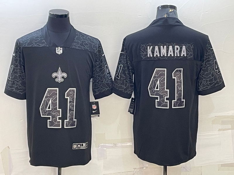 Men's New Orleans Saints Alvin Kamara #41 Black RFLCTV Limited Jersey1 football jersey product view 1