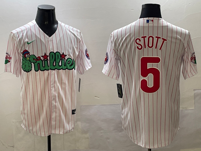 Men's Philadelphia Phillies Bryson Stott #5 White Replica Team Jersey1 baseball jersey product view 1