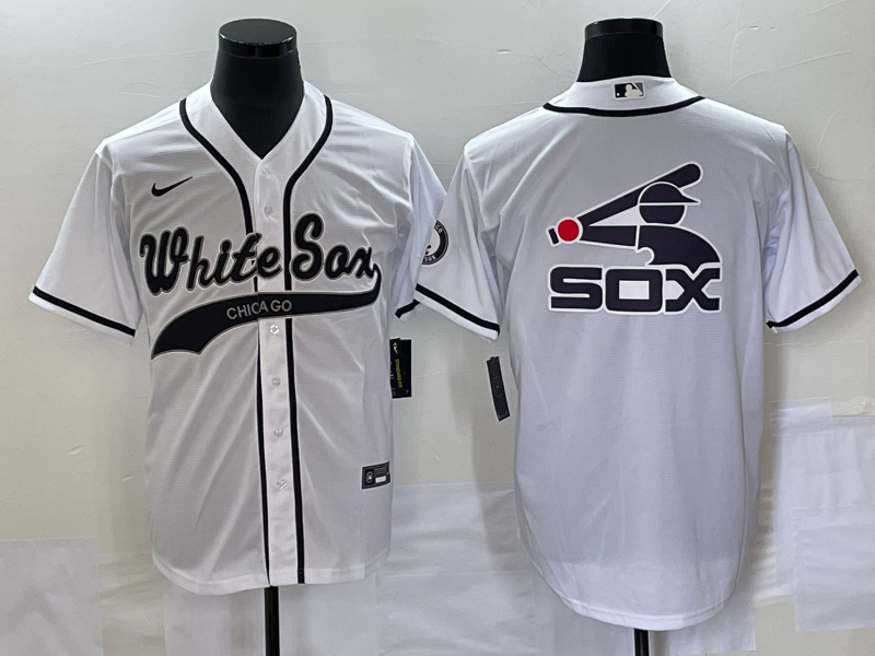 Men's Chicago White Sox White Replica Player Jersey1 Joint Edition baseball jersey product view 1