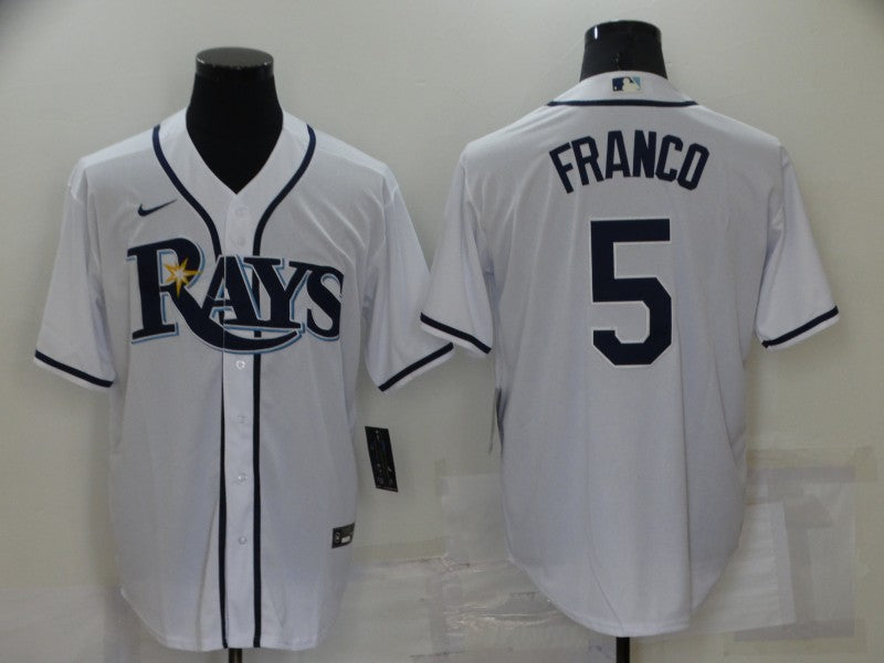 Men's Tampa Bay Rays Wander Franco #5 White Replica Baseball Jersey baseball jersey product view 1