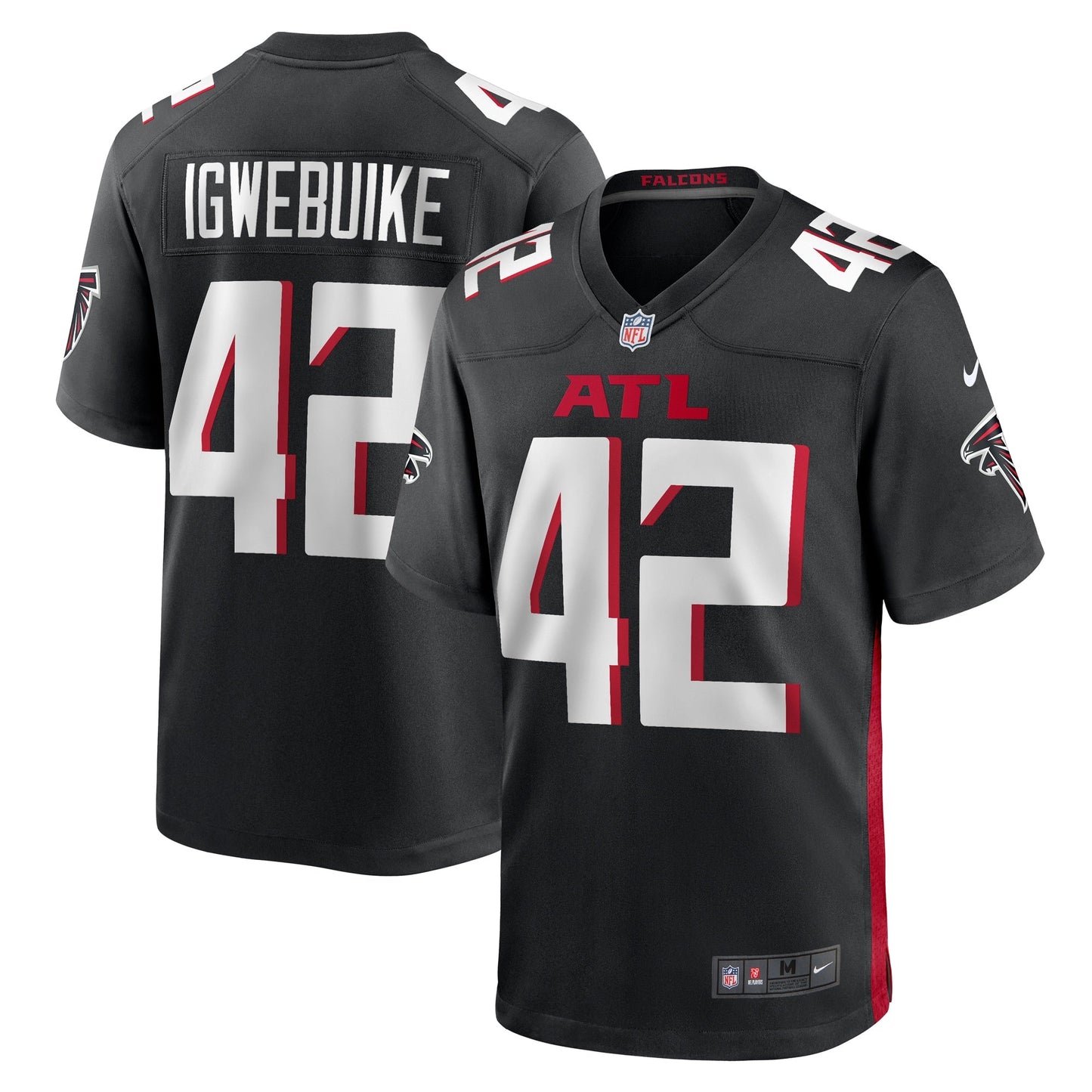 Godwin Igwebuike Atlanta Falcons Nike Game Jersey - Black football jersey product view 1
