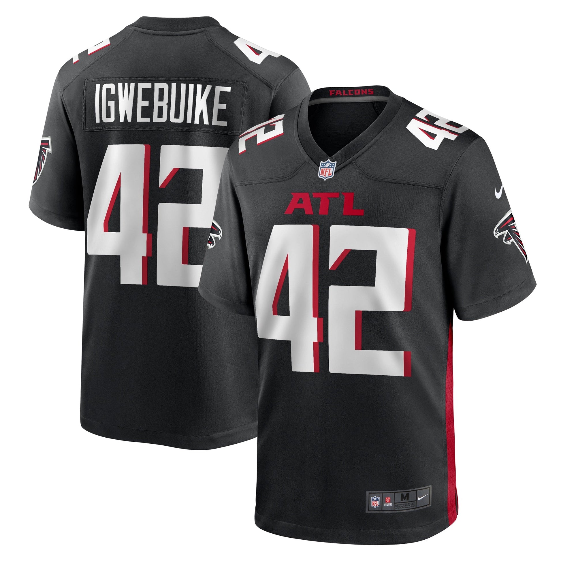 Godwin Igwebuike Atlanta Falcons Nike Game Jersey - Black football jersey product view 1