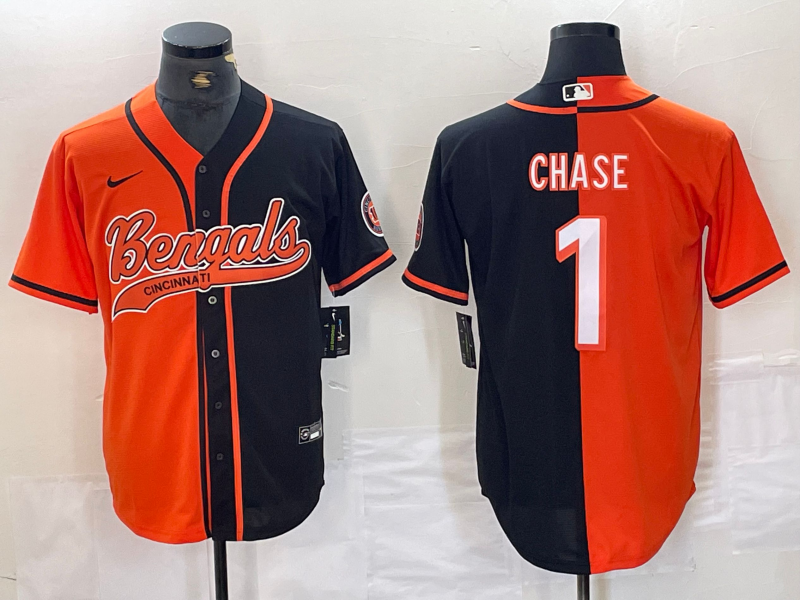 Men's Cincinnati Bengals Ja'Marr Chase #1 Orange/Black Game Player Jersey1 Joint Edition football jersey product view 1