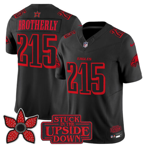 215 Brotherly Love Philadelphia Eagles ‘Stranger Things Edition’ Jersey - Black football jersey product view 1