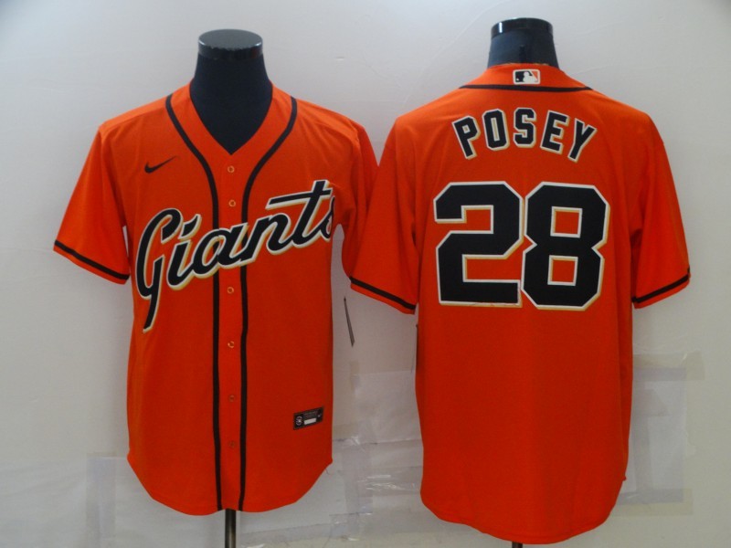 Men's San Francisco Giants Buster Posey #28 Orange Replica Baseball Jersey1 baseball jersey product view 1