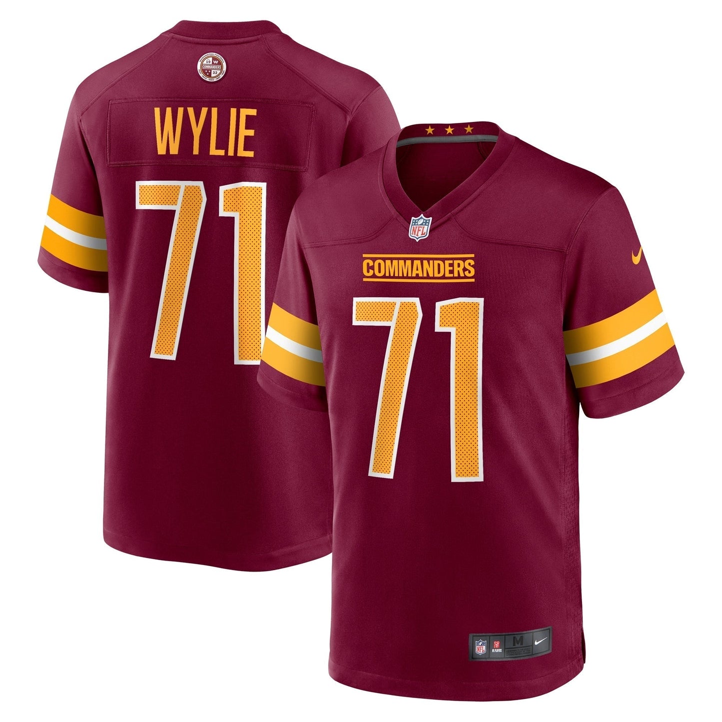 Andrew Wylie Washington Commanders Nike Game Jersey - Burgundy football jersey product view 1