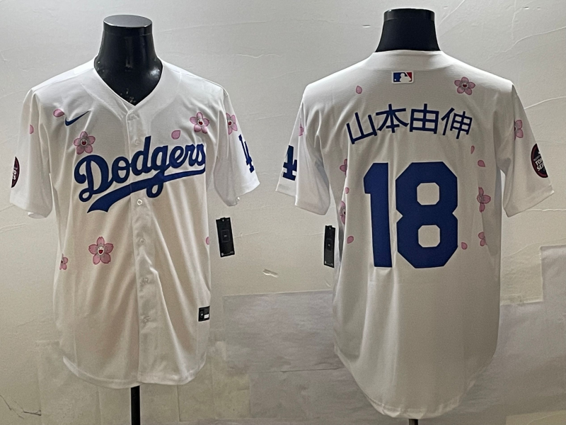 Men's Los Angeles Dodgers Yoshinobu Yamamoto #18 White Alternate Replica Player Jersey1 baseball jersey product view 1