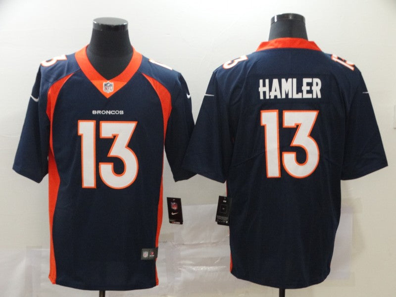 Men's Denver Broncos KJ Hamler #13 Navy Game Jersey1 football jersey product view 1