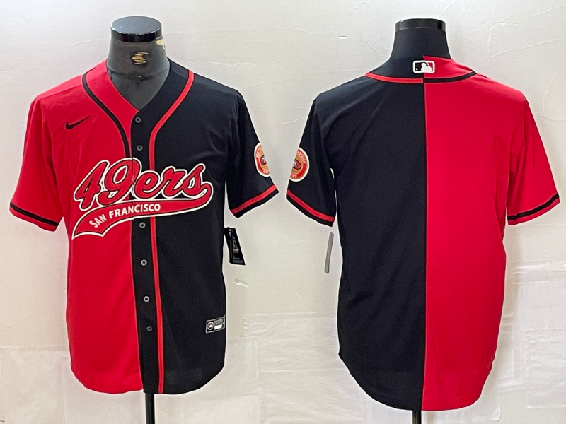 Men's San Francisco 49ers Red/Black Blank Jersey1 Joint Edition football jersey product view 1